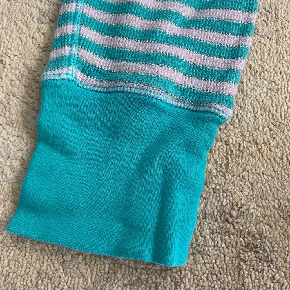 Victoria’s Secret Thermal Pajama Set Pants Henley Top Striped Metallic Small - Picture 11 of 15